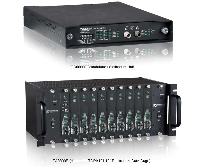 TC8800 Telephone, Analog & Data Fiber Optic Multiplexer TC Communications
