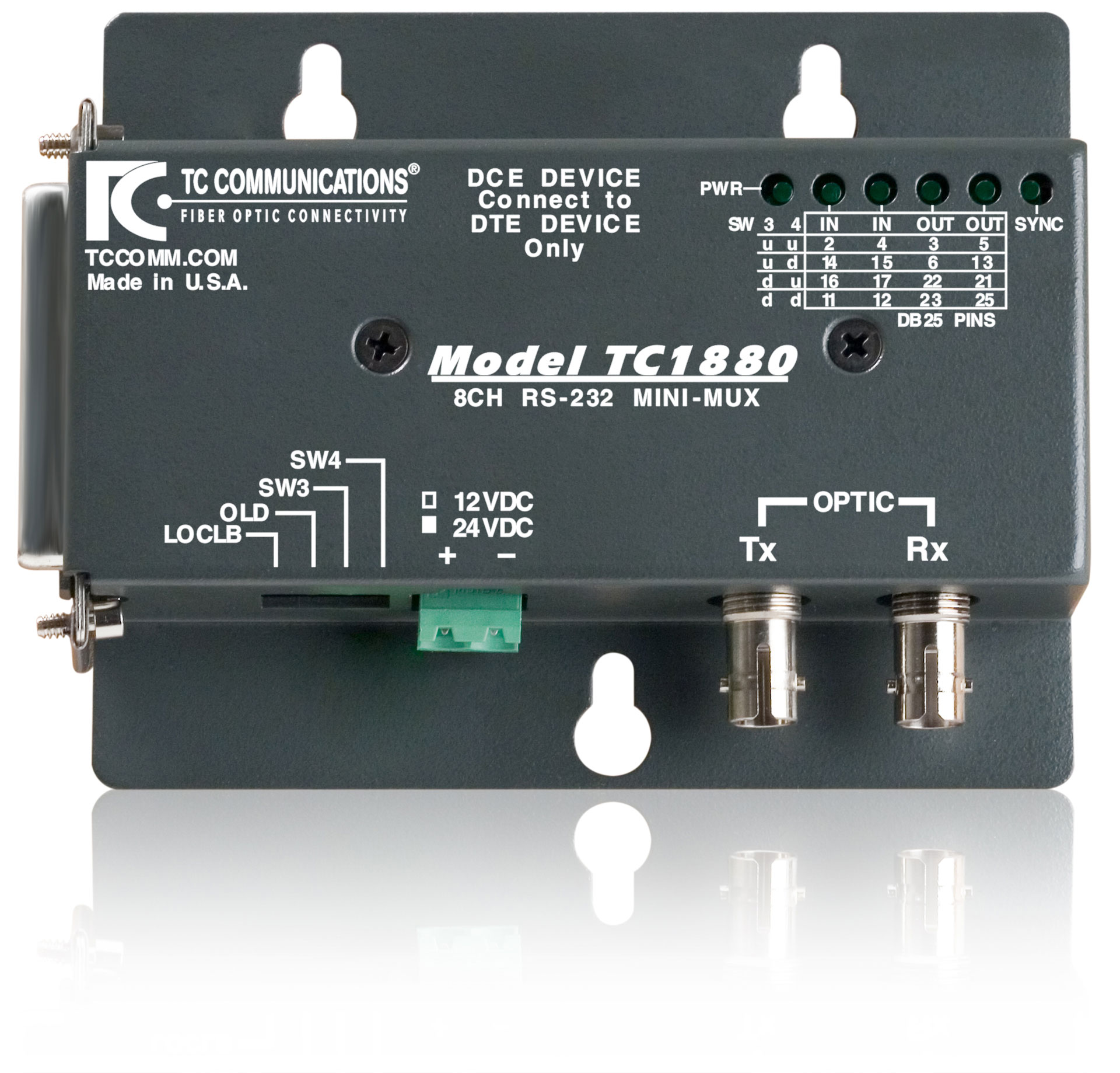 Unmanaged 4-Port Fiber Optic Ethernet Switch - TC3705 - TC Communications