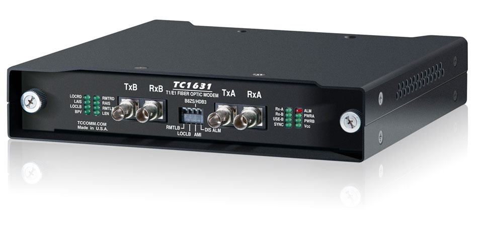 TC1631 - T1/E1 Fiber Optic Converter Modem Front Front View