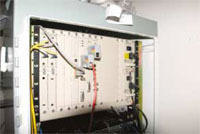 Close-up of PremNet5000 chassis which was replaced by a Redundant Ring Ethernet Switch.