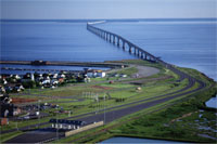 Opened in 1997, the Confederation Bridge joins Borden-Carleton, Prince Edward Island and Cape Jourimain, New Brunswick.