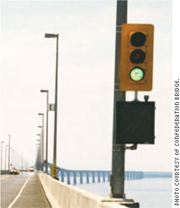 Thirty-four traffic signal units are located throughout the Bridge.