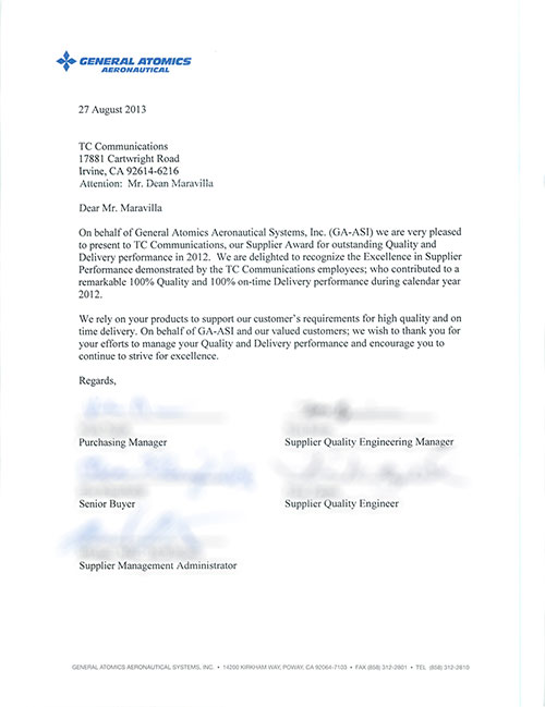 2012 Supplier Excellence Award Memo